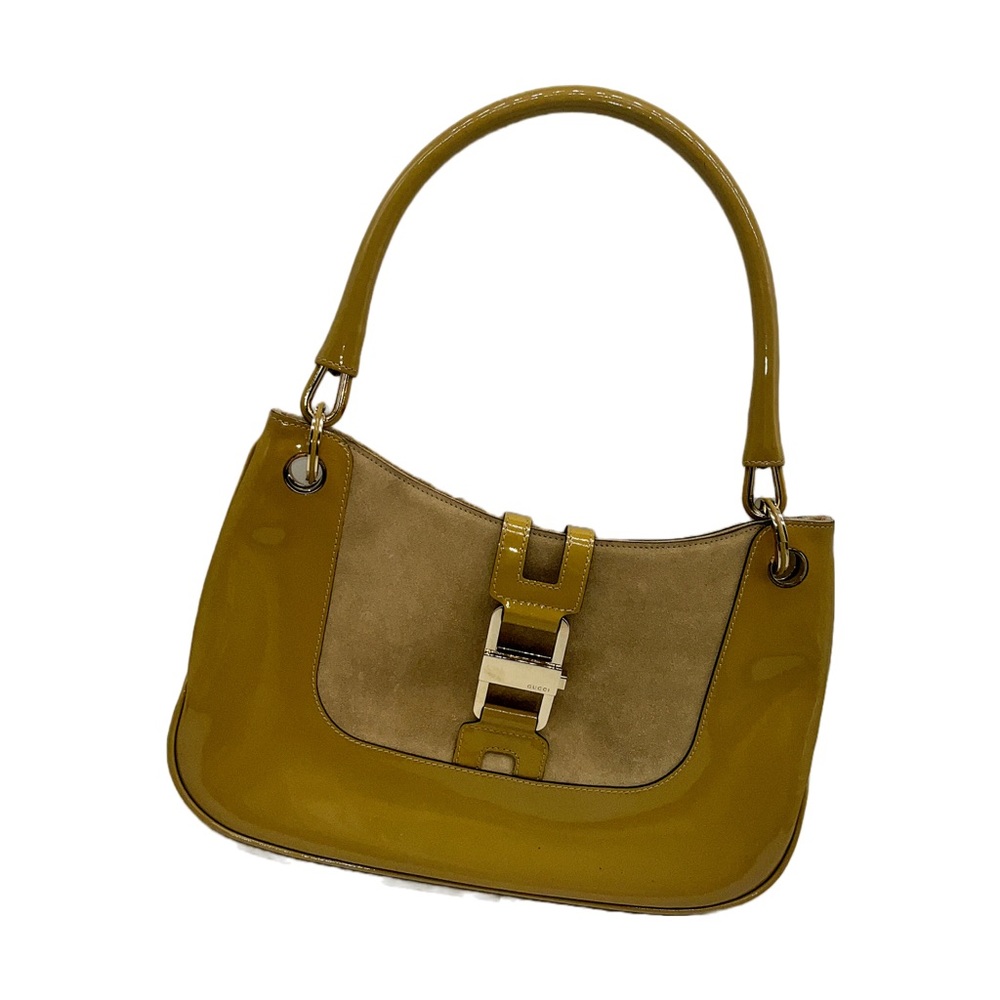 Gucci Vintage Patent Leather/Suede with Gold Accents Handbag